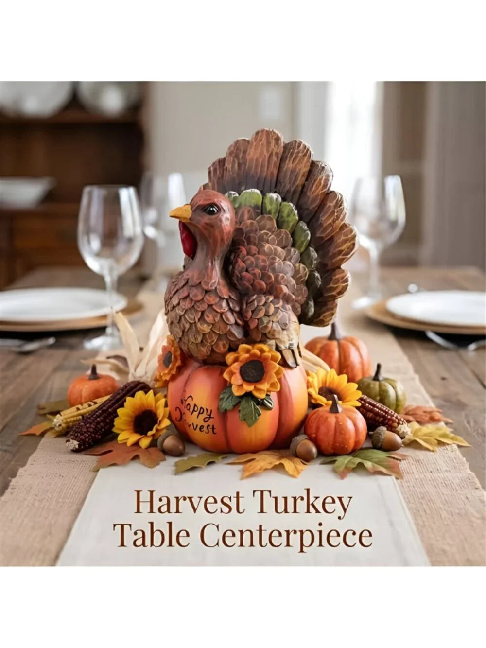 Thanksgiving Table Decor Fall Harvest Turkey Figurine for Home Decro